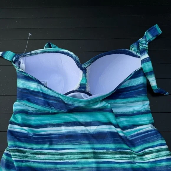 Disney Blue and White Skirted One Piece Swimwear with Ruffle Hem - Picture 9 of 12